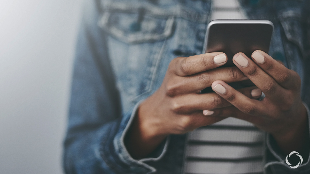 female on her phone