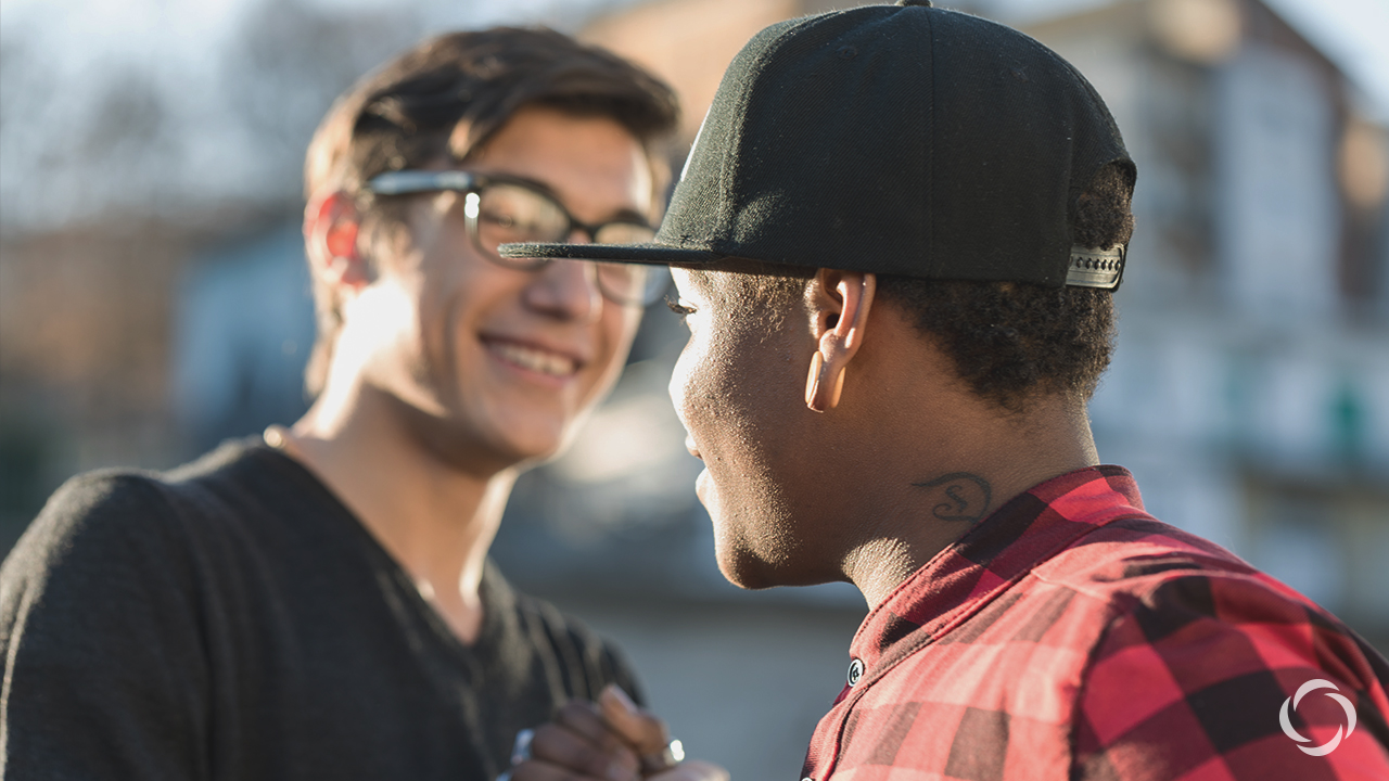 two men smiling