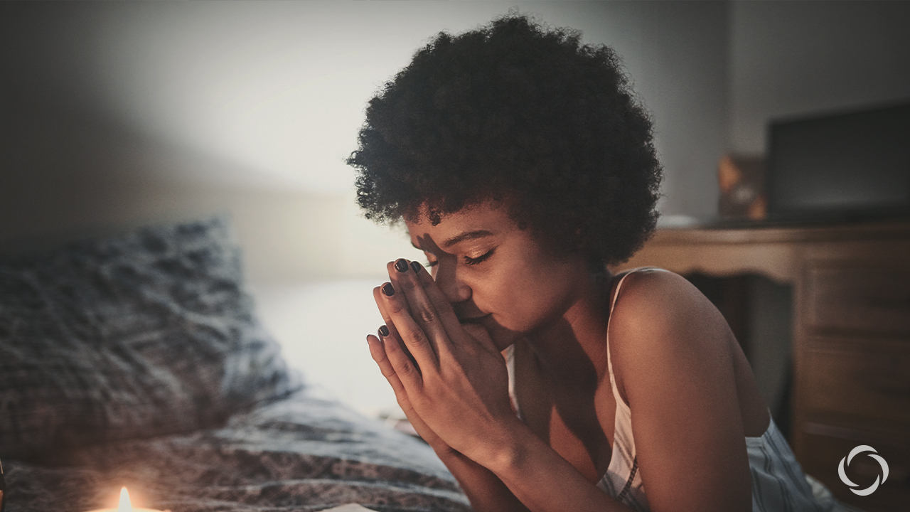 a woman praying