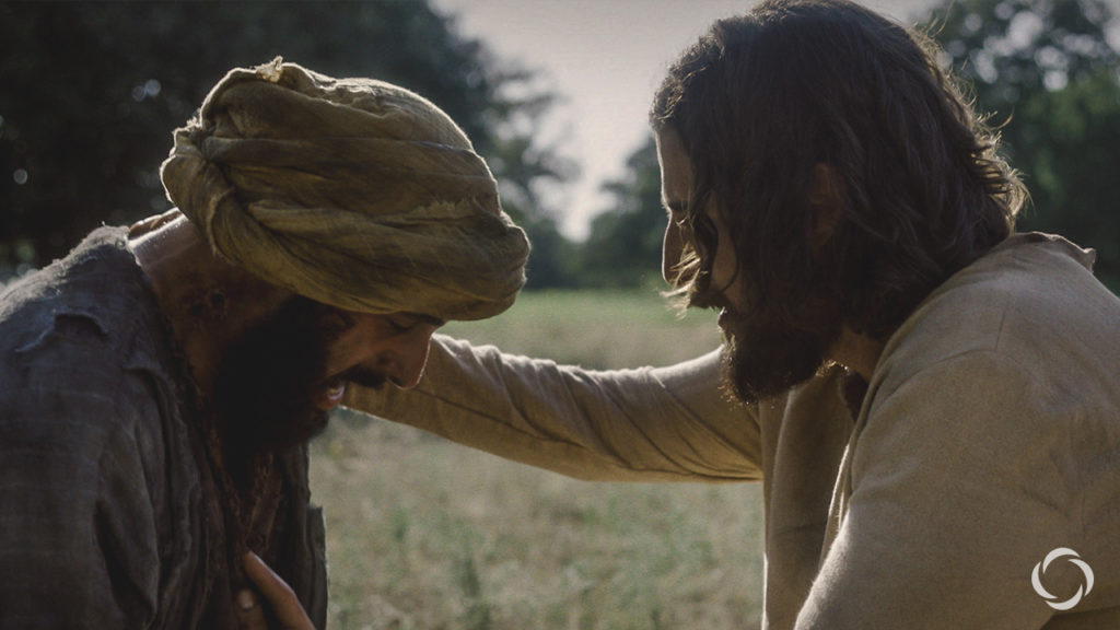 Jesus and a man praying