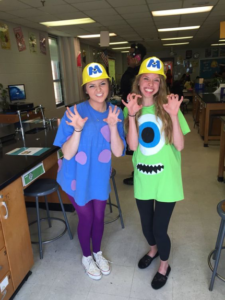 two woman dressed as monsters